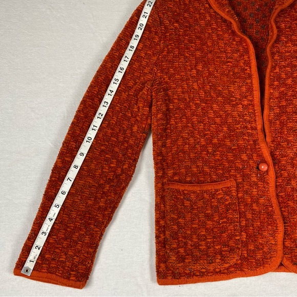 Vintage Mondi Rust Orange Textured Plush Cardigan Shawl Collar Size 36 - Picture 10 of 13